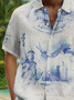 American New York Print Chest Pocket Short Sleeve Casual Shirt