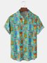 Fruit Juice Pineapple Chest Pocket Short Sleeve Shirt