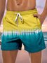 Tie Dye Pattern Drawstring Beach Shorts