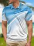 Gradient Abstract Line Button Short Sleeve Golf PoLo