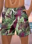 Tropical Plant Drawstring Beach Shorts