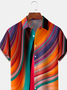 Color Block Lines Chest Pocket Short Sleeve Casual Shirt