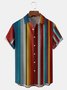Cinco de Mayo Stripe Chest Pocket Short Sleeve Casual Shirt