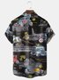 Coconut Tree Vintage Car Chest Pocket Short Sleeve Hawaiian Shirt