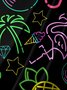 Neon Lighting Flamingo Chest Pocket Short Sleeve Hawaiian Shirt