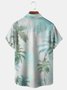 Palm Tree Water Color Chest Pocket Short Sleeve Hawaiian Shirt