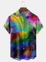 Colorful Palm Leaf Chest Pocket Short Sleeve Hawaiian Shirt