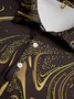 Ombre Black Gold Abstract Stripe Button Short Sleeve Polo Shirt