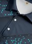 Gradient Geometric Gradient Button Short Sleeve Polo Shirt