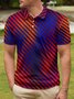 Gradient Abstract Geometric Button Short Sleeve Polo Shirt