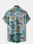 Surfing Dogs Chest Pocket Short Sleeve Hawaiian Shirt