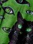Black Cat Eyes Chest Pocket Short Sleeve Funky Shirt
