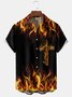 Flame Crucifix Chest Pocket Short Sleeve Shirt