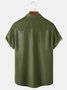 Striped Leaf Chest Pocket Short Sleeve Hawaiian Shirt