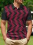 Gradient Geometric Button Short Sleeve Golf Polo Shirt