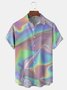 Abstract Laser Chest Pocket Short Sleeve Casual Shirt