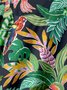 Plant Leaf Parrot Chest Pocket Short Sleeve Hawaiian Shirt