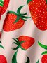 Fruit Strawberry Chest Pocket Short Sleeve Casual Shirt