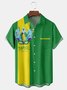 Brazil Carnival Feather Mask Chest Pocket Short Sleeve Bowling Shirt