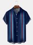 3D Stripe Chest Pocket Short Sleeve Bowling Shirt