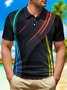 Gradient 3D Abstract Geometric Button Short Sleeve Polo Shirt