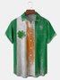St Patricks Day Clover Chest Pocket Short Sleeve Bowling Shirt