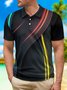 Gradient 3D Abstract Geometric Button Short Sleeve Polo Shirt