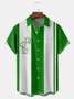 St. Patrick's Day Clover Chest Pocket Short Sleeve Bowling Shirt