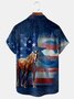 American Flag Animal Chest Pocket Short Sleeve Casual Shirt