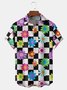 Geometric Floral Chest Pocket Short Sleeve Hawaiian Shirt