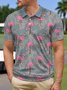 Plant Leaves Flamingo Button Short Sleeve Golf PoLo Shirt