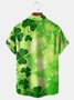 St. Patrick's Day Clover Chest Pocket Short Sleeve Casual Shirt