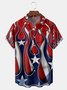 American Flag Flame Chest Pocket Short Sleeve Casual Shirt