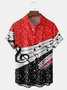 Musical Note Chest Pocket Short Sleeve Casual Shirt