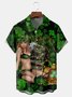 St. Patrick's Day Belle Clover Chest Pocket Short Sleeve Casual Shirt