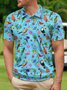 Coconut Tree Parrot Button Short Sleeve Golf PoLo Shirt
