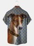 Animal Dog Chest Pocket Short Sleeve Casual Shirt