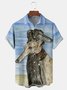 Animal Dog Chest Pocket Short Sleeve Casual Shirt