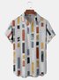 Abstract Marbling Stripe Chest Pocket Short Sleeve Casual Shirt