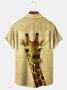 Animal Deer Chest Pocket Short Sleeve Casual Shirt