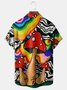 Hippie Mushroom Chest Pocket Short Sleeve Hawaiian Shirt