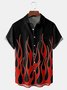 Flame Chest Pocket Short Sleeves Casual Shirts