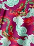 Animal Dragon Print Chest Pocket Short Sleeve Casual Shirt