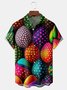 Easter Eggs Chest Pocket Short Sleeve Casual Shirt
