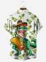 Cinco de Mayo Creative Dinosaur Chest Pocket Short Sleeve Casual Shirt