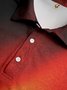Abstract Ombre Striped Button Short Sleeve Golf Polo Shirt