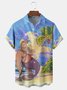 Mermaid Coconut Tree Chest Pocket Short Sleeve Hawaiian Shirt