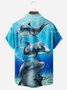 Marine Life  Dolphins Chest Pocket Short Sleeve Hawaiian Shirt