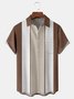 Geometric Stripe Chest Pocket Short Sleeve Bowling Shirt
