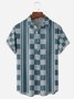 Geometric Check Chest Pocket Short Sleeve Bowling Shirt